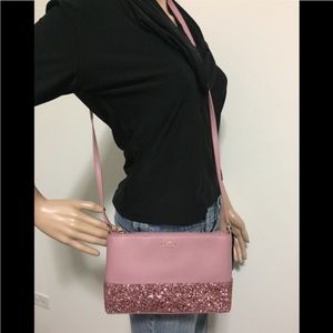 Kate spade pink glitter Crossbody bag NEW